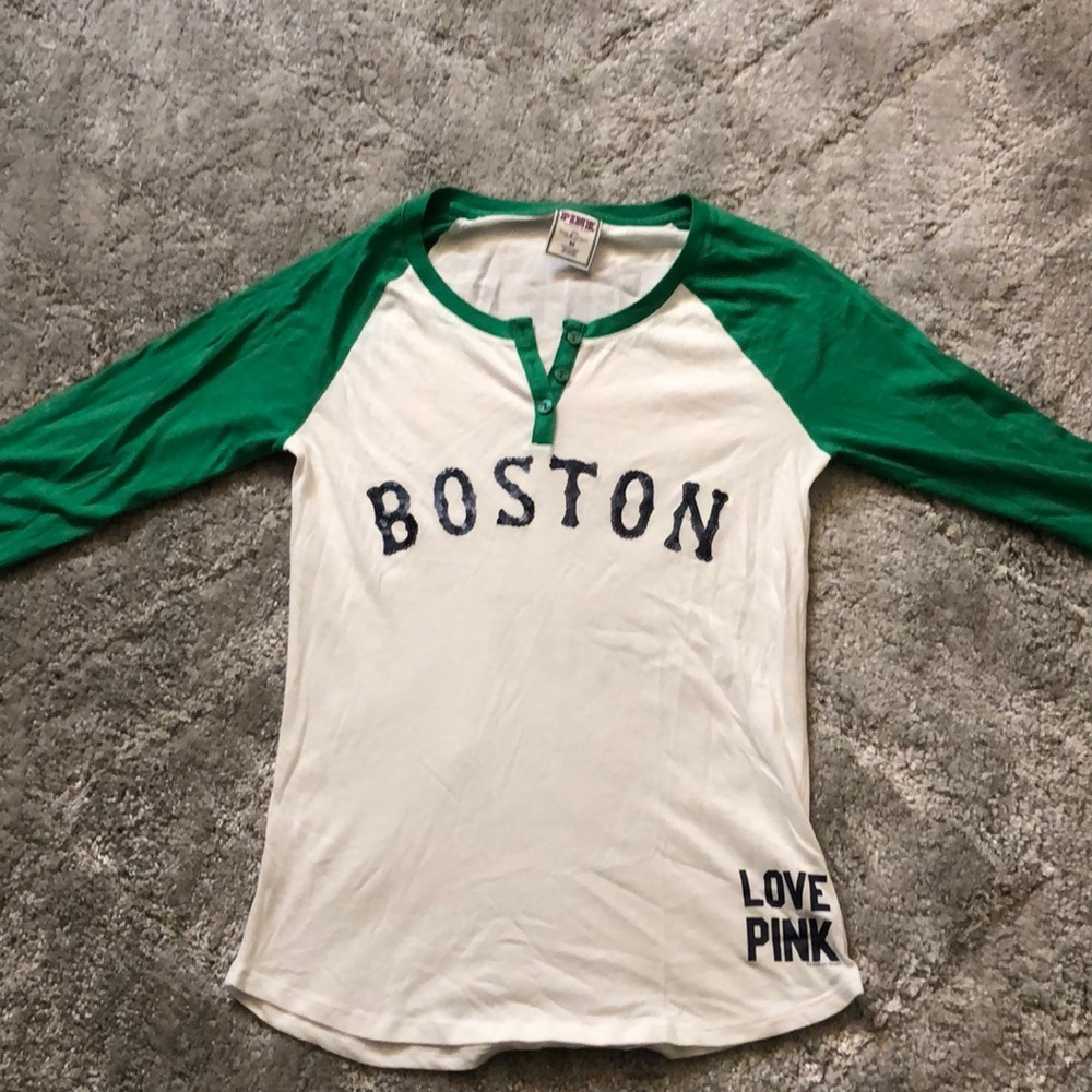 Three quarter length sleeve Boston Red Sox shirt
